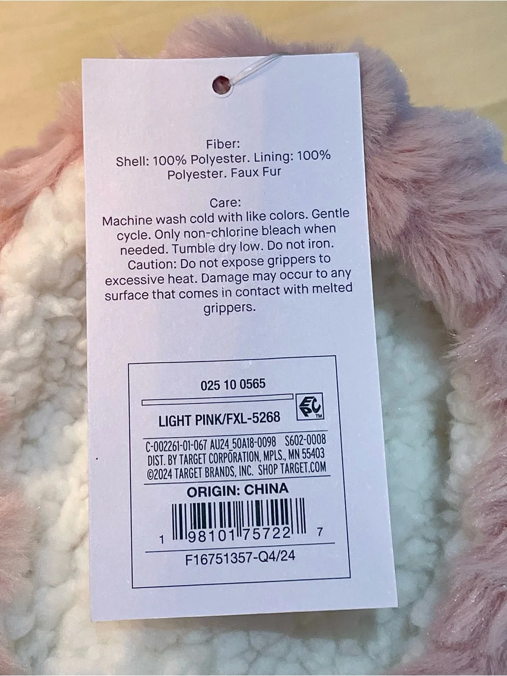 Auden Faux Fur Slipper Socks – Light Pink – M/L 8-10 – NWT
